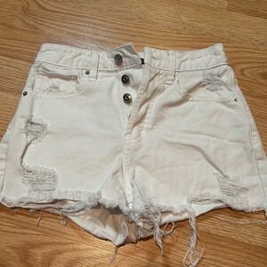 Wild Fable White Super High-Rise Cutoff Shorts Distressed Button Fly Size 00
